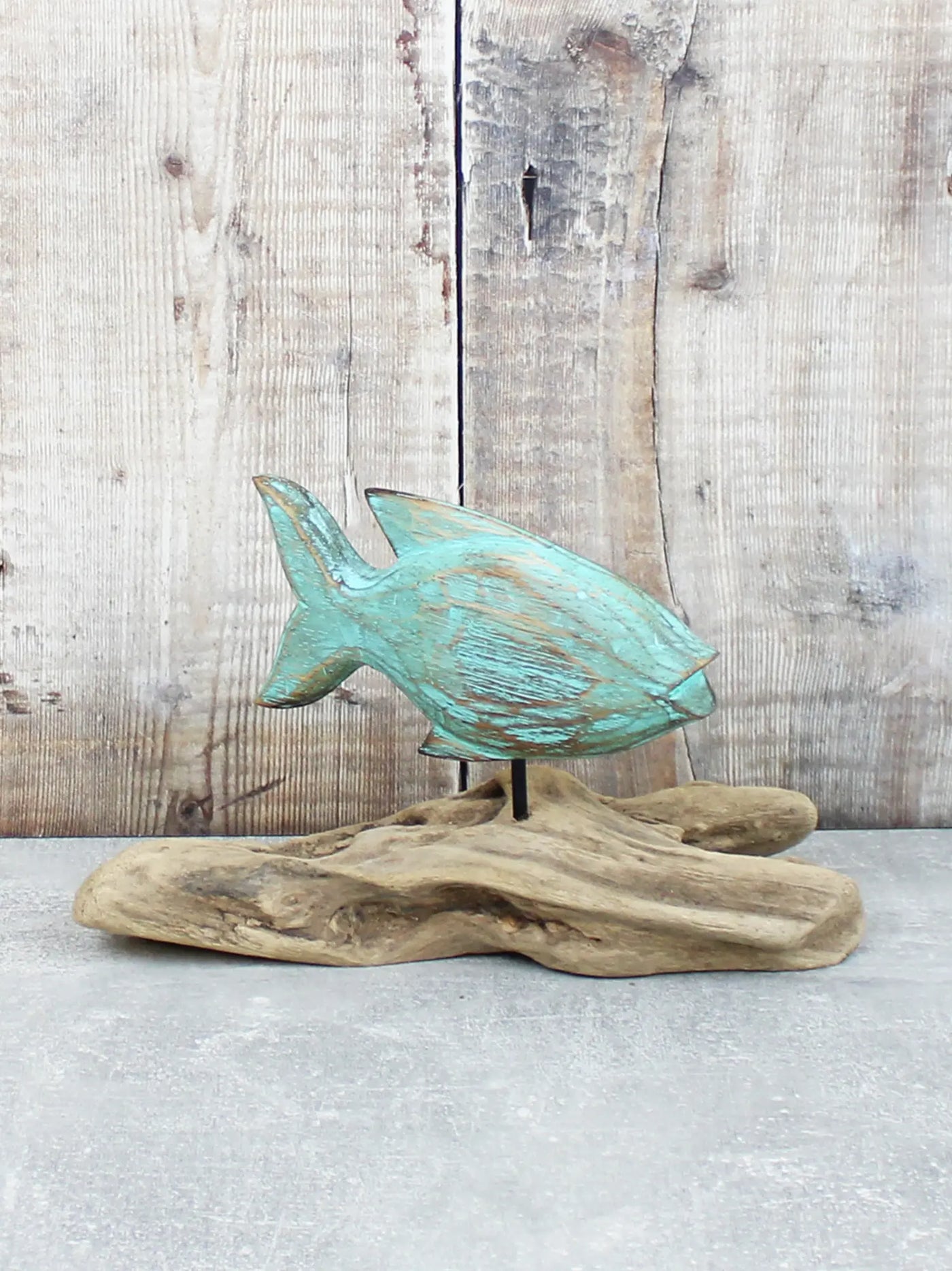 Turquoise Wooden Fish On Stand