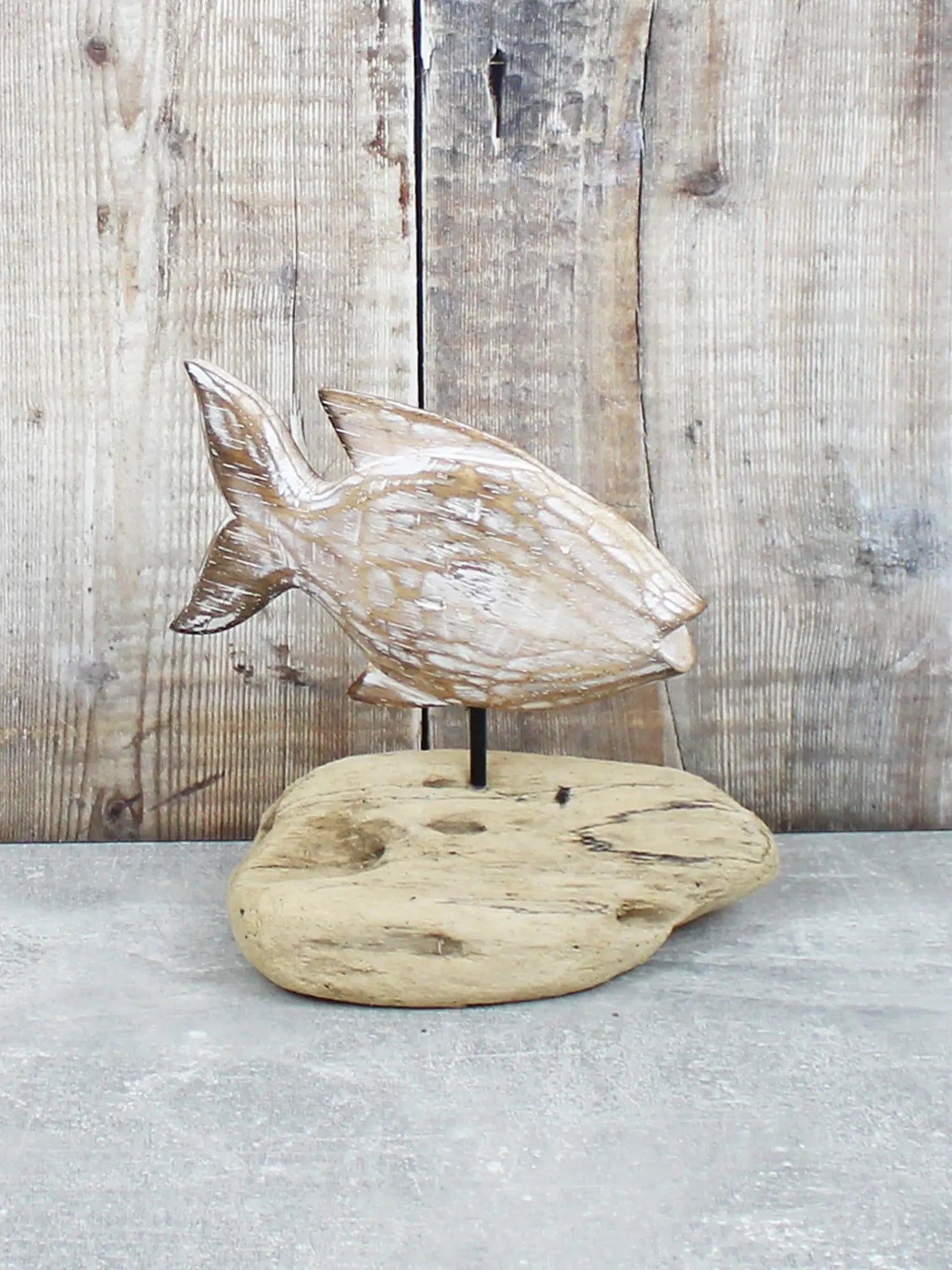 Natural Wooden Fish On Stand