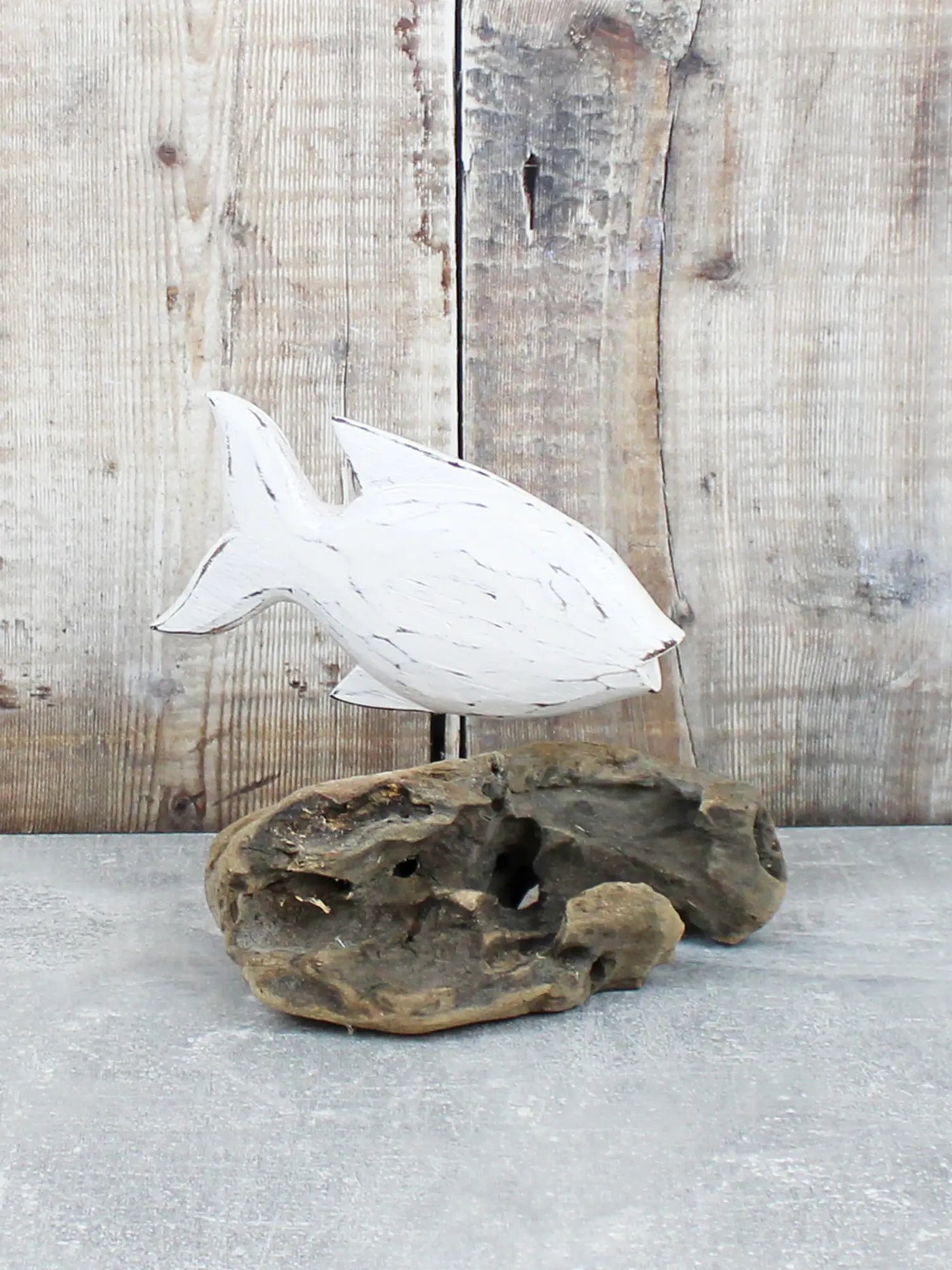 White Wooden Fish On Stand