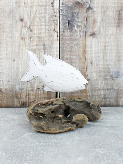 White Wooden Fish On Stand