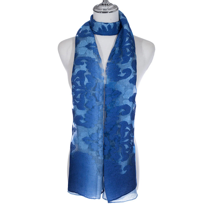 Blue Ombre Ornate Pattern Scarf