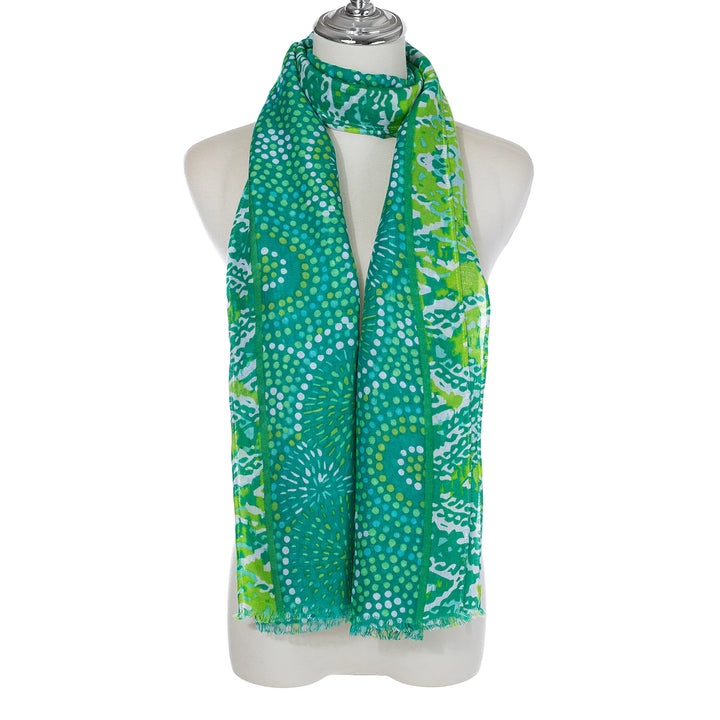 Green & White Spotty Circles Scarf