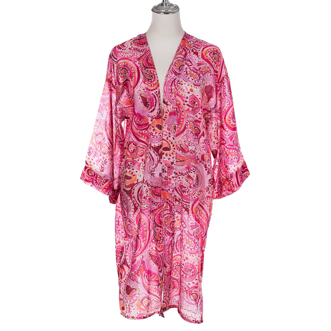 Fuchsia Paisley Swirl Kimono