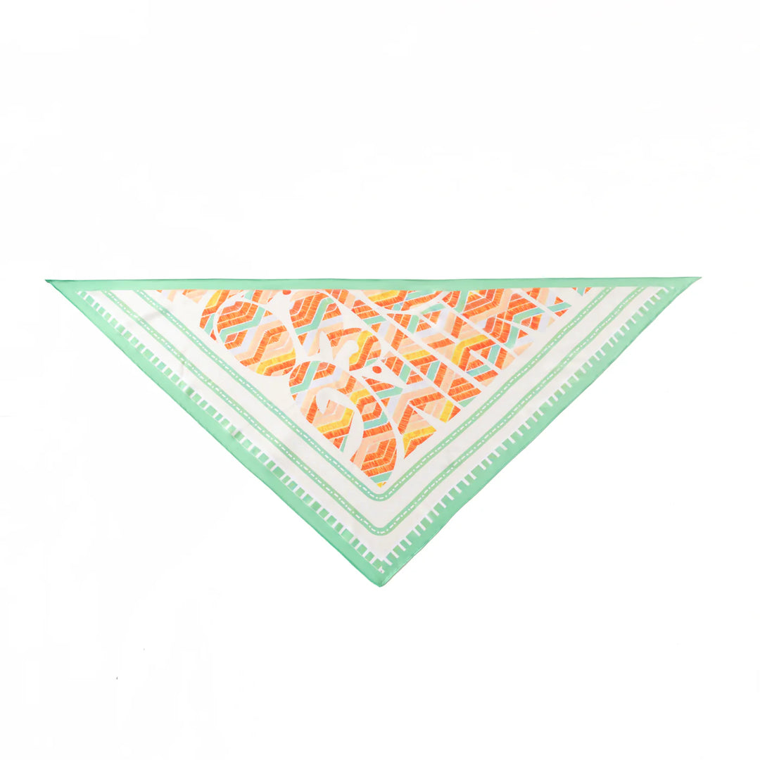 Green & Orange Silky Square Scarf