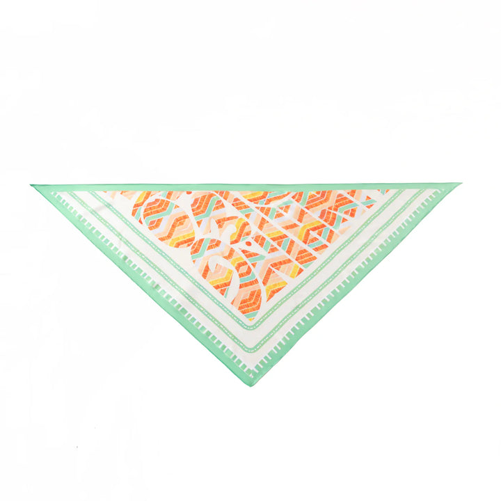 Green & Orange Silky Square Scarf