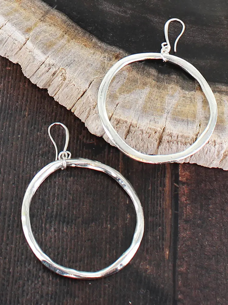 Large Silver Plate Ring Earrings