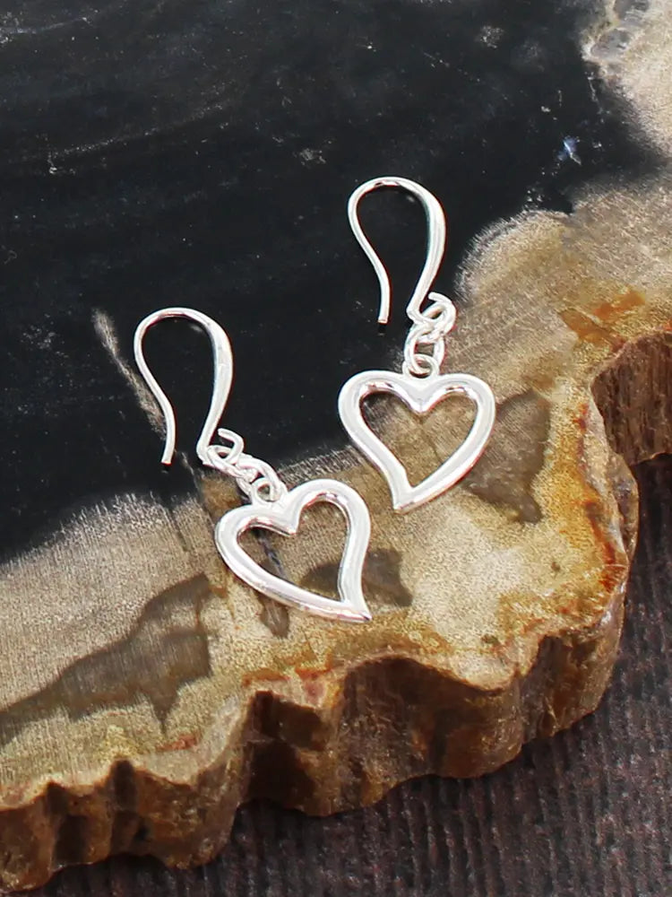 Silver Plated Heart Drop Earrings