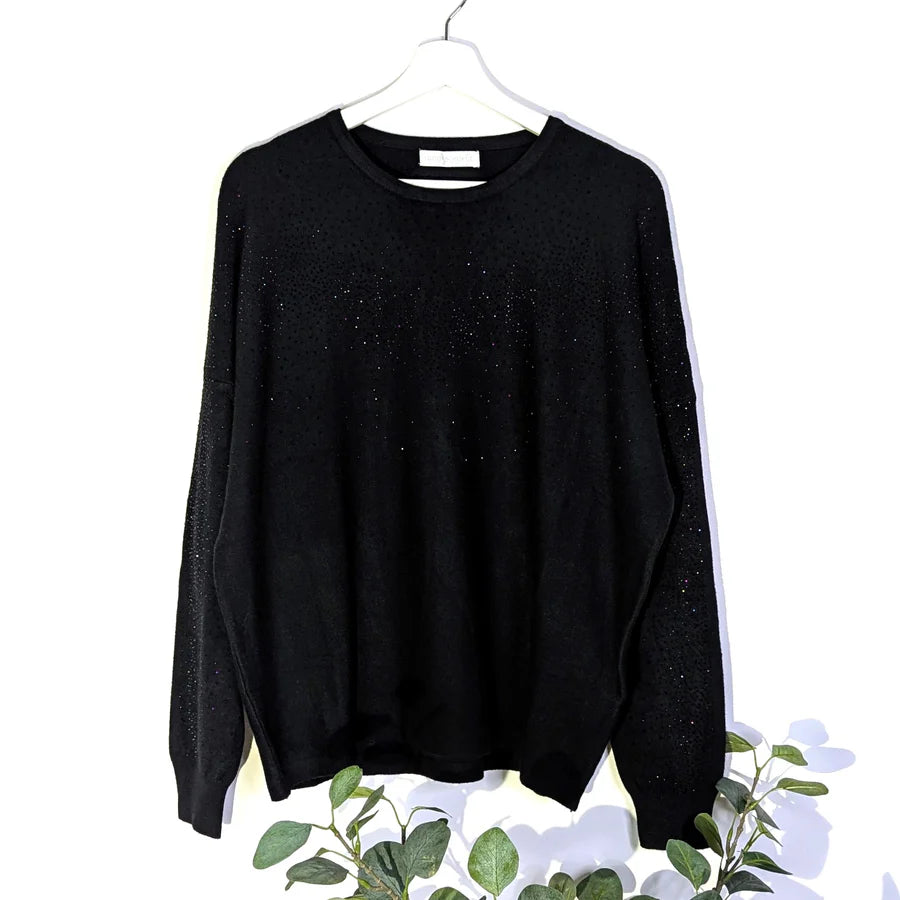 Black Crystal Spray Knit