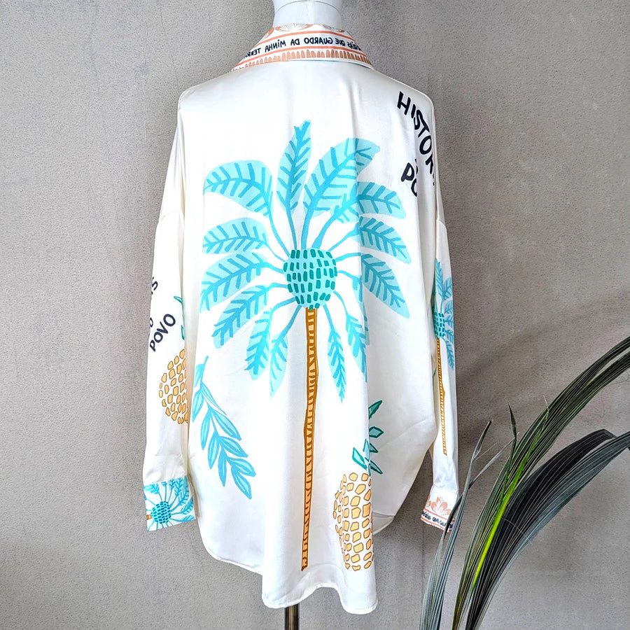 Silky Brazillian Pineapple Print Shirt
