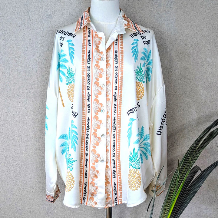 Silky Brazillian Pineapple Print Shirt