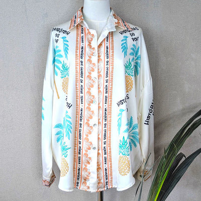 Silky Brazillian Pineapple Print Shirt