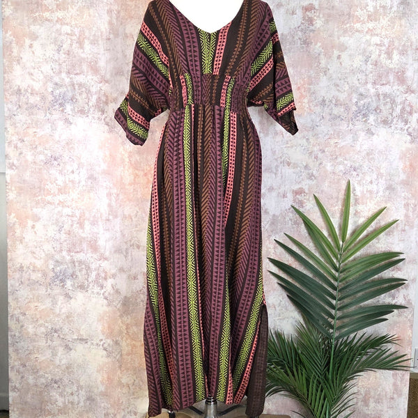 Brown Aztec Cheesecloth Dress