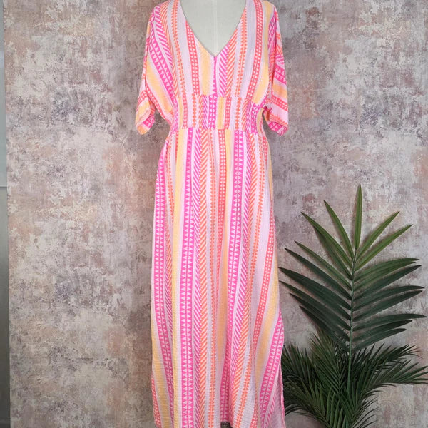 Neon Aztec Cheesecloth Dress