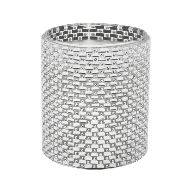 Medium Silver Diamante Candle