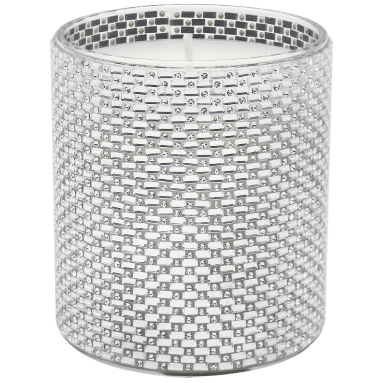 Large Silver Diamante Candle