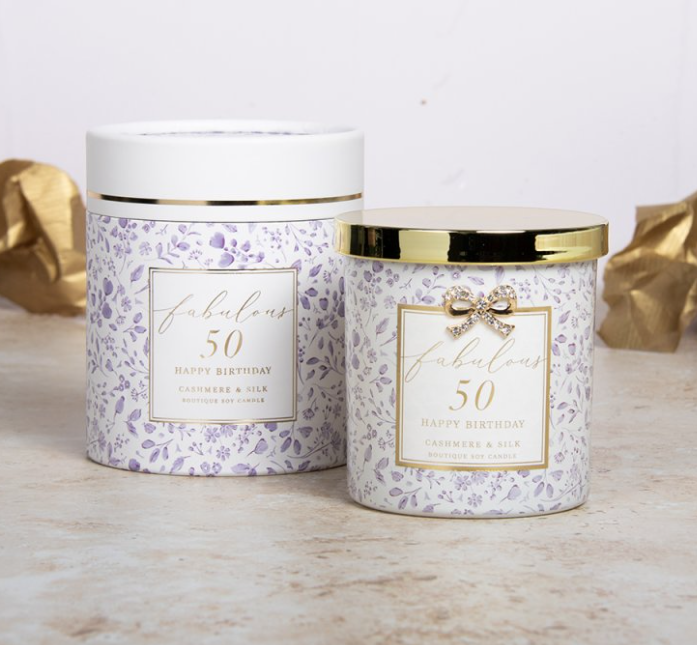 'Fabulous 50' Floral Birthday Candle