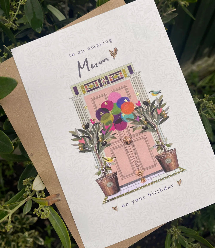 Mum Birthday Door Balloons Card