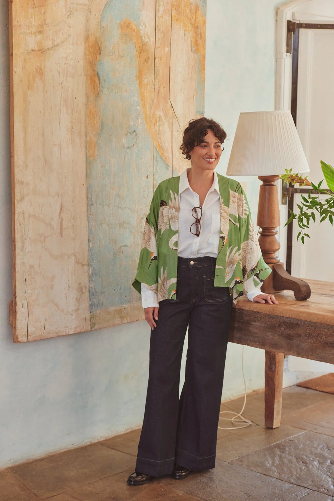 Stork Pea Green Kimono