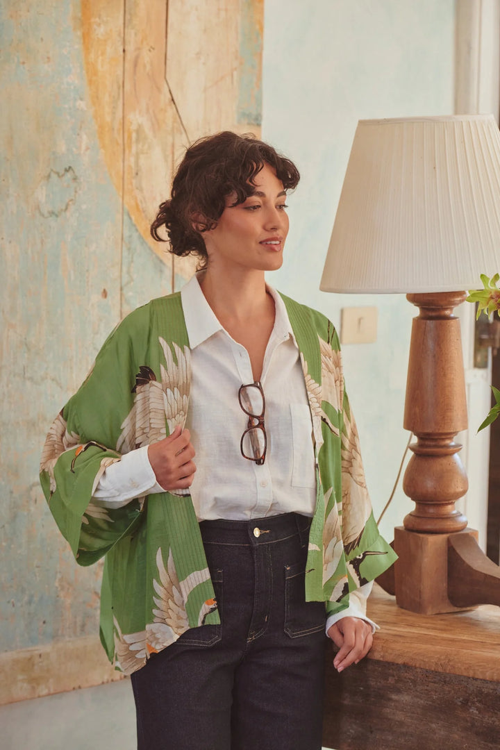 Stork Pea Green Kimono