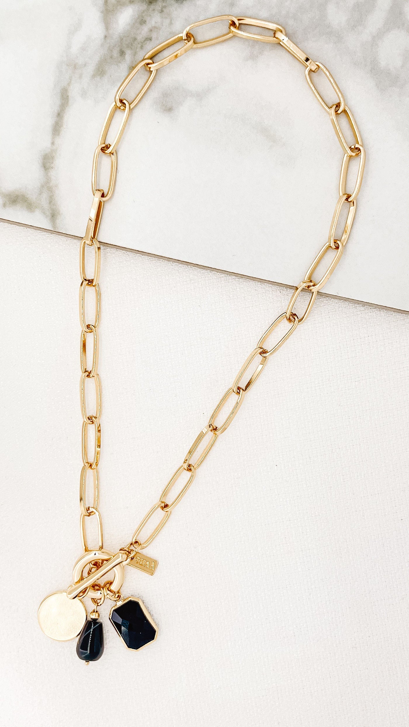 Gold & Black Multi Charm Necklace