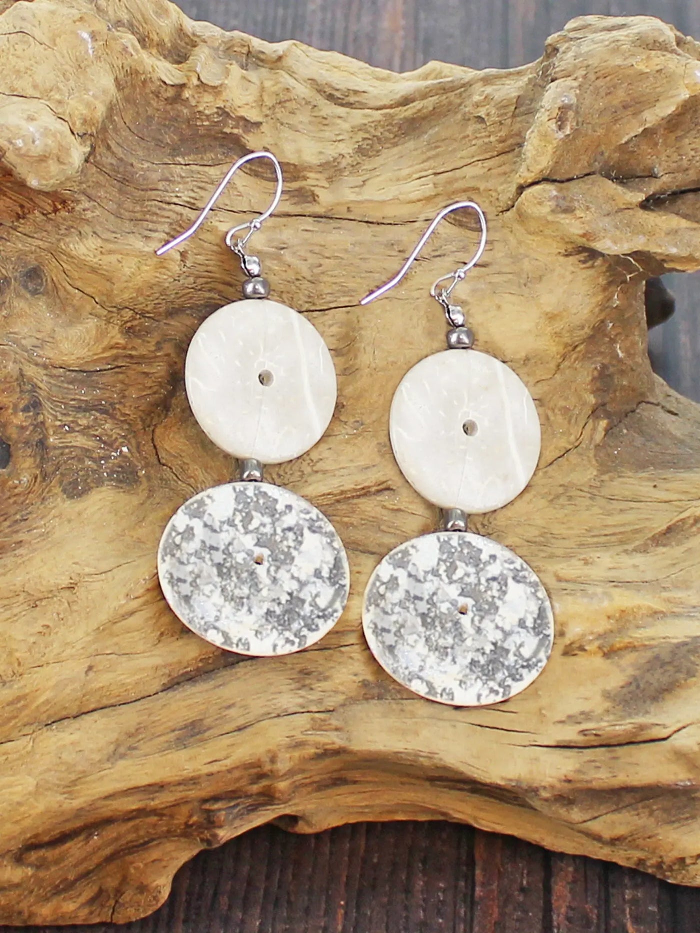 Wood & Resin Disc Earrings