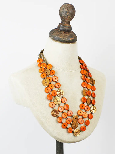 Orange Coconut Button Necklace