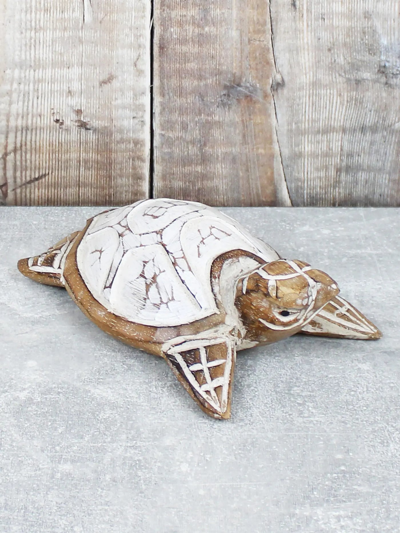 White Wooden Carved Turtle