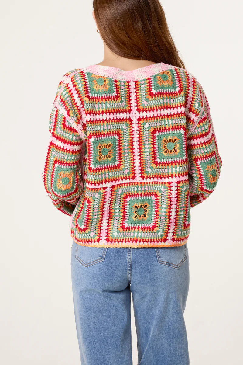 Patchwork Rainbow Crochet Top