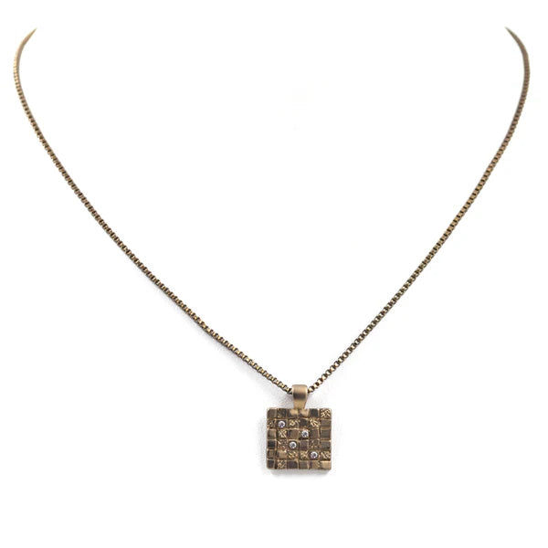 Brown Mosaic Pendant Necklace