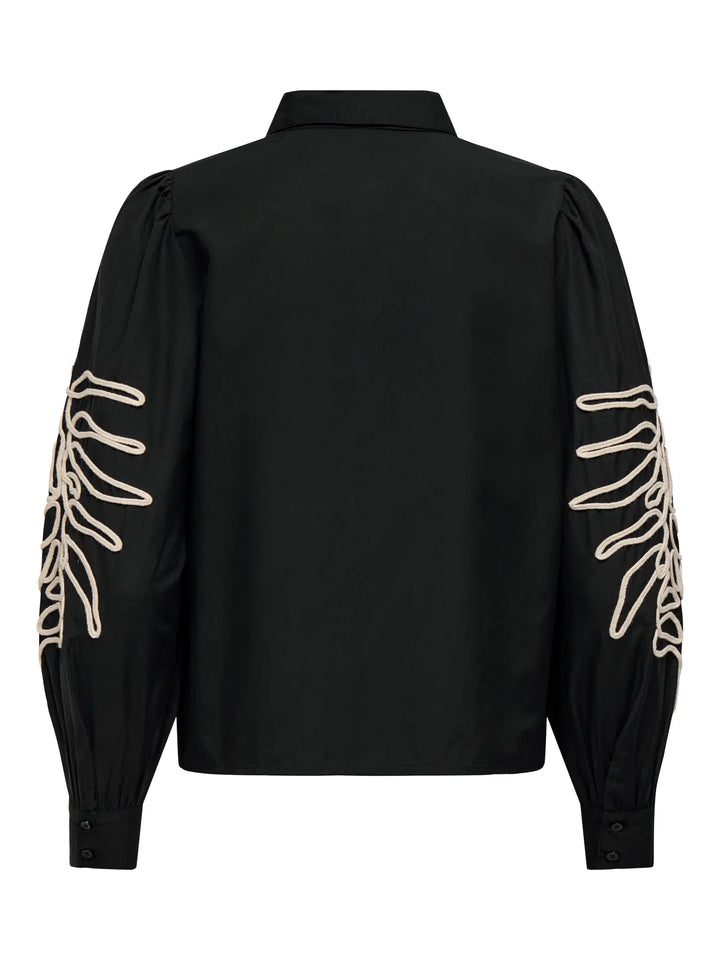 JDY Black Embroidered Sleeve Shirt