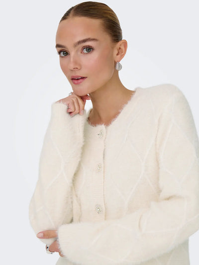 JDY Cream Diamante Button Cardy