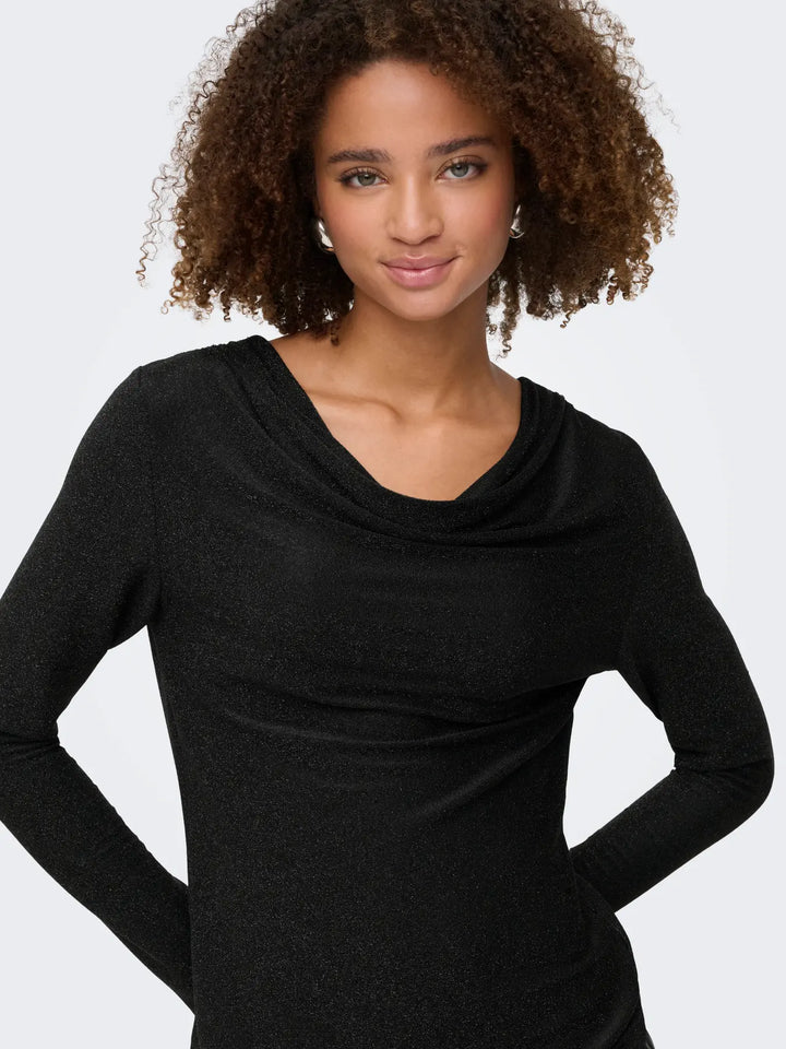 ONLY Black Glitter Cowl Neck Top