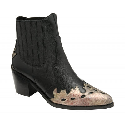 Black & Metallic Leather Galmoy Boots