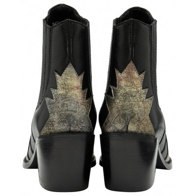 Black & Metallic Leather Galmoy Boots