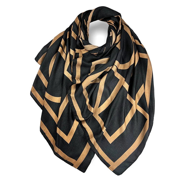 Tan Geometric Scarf