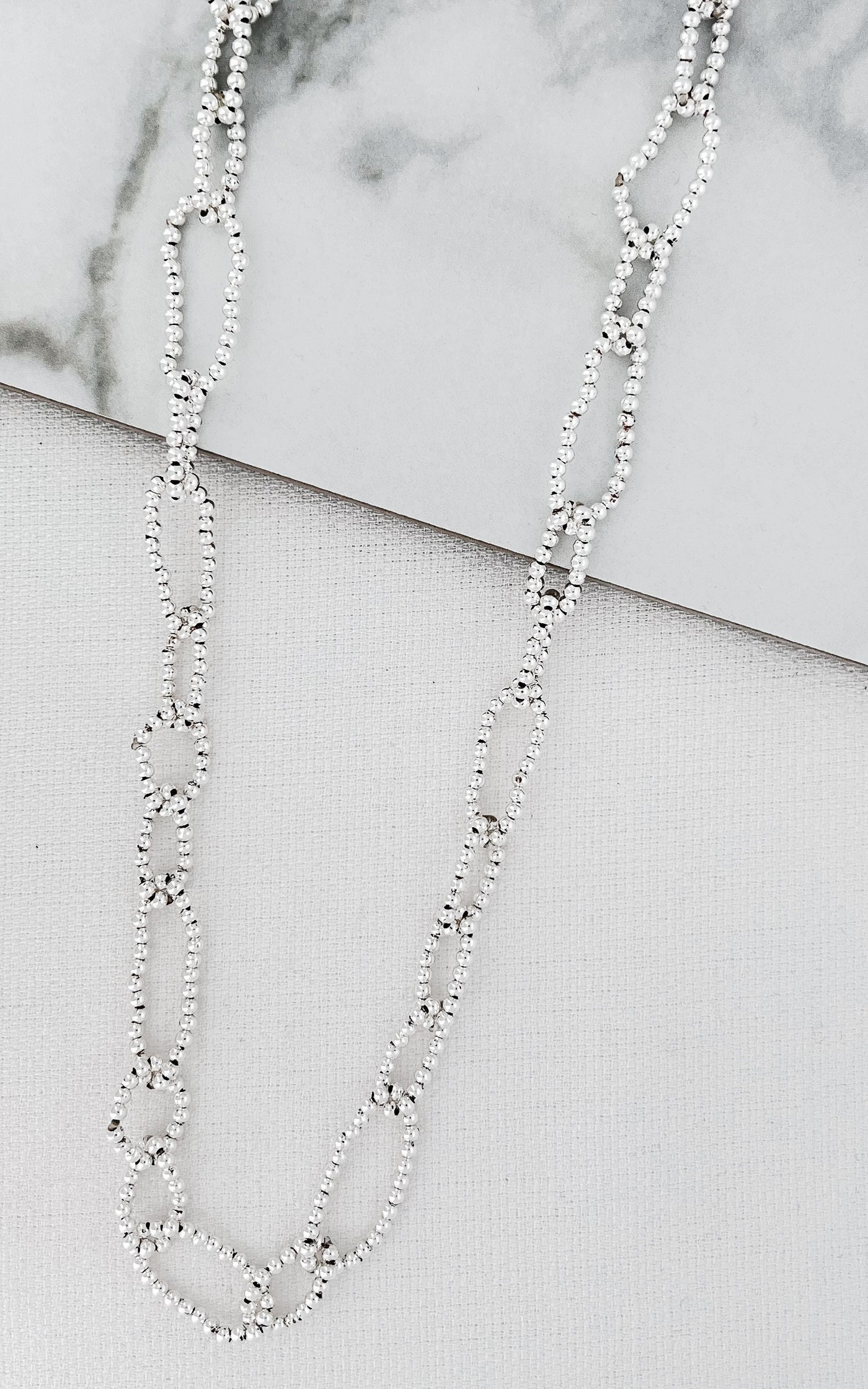 Silver Beaded Link Necklace