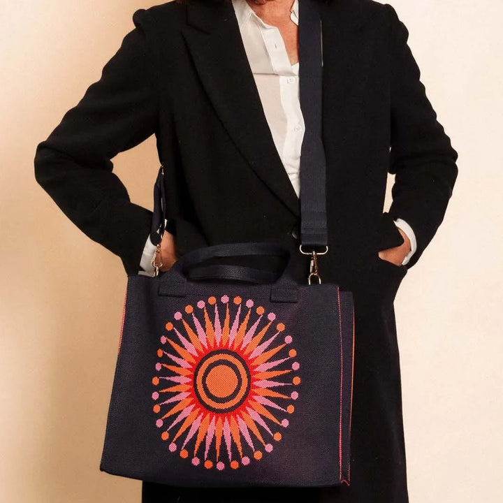 Zelly Navy Sunburst Tote Bag