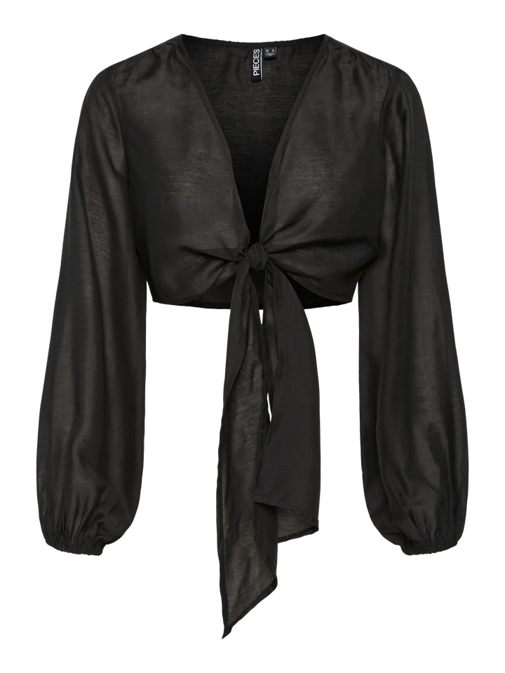 PIECES Black Beach Tie Crop Cardy
