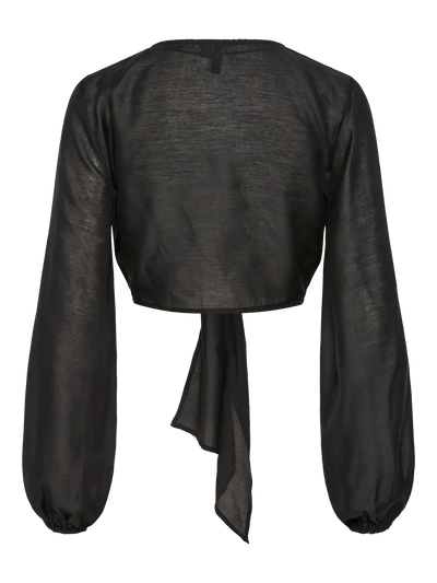 PIECES Black Beach Tie Crop Cardy