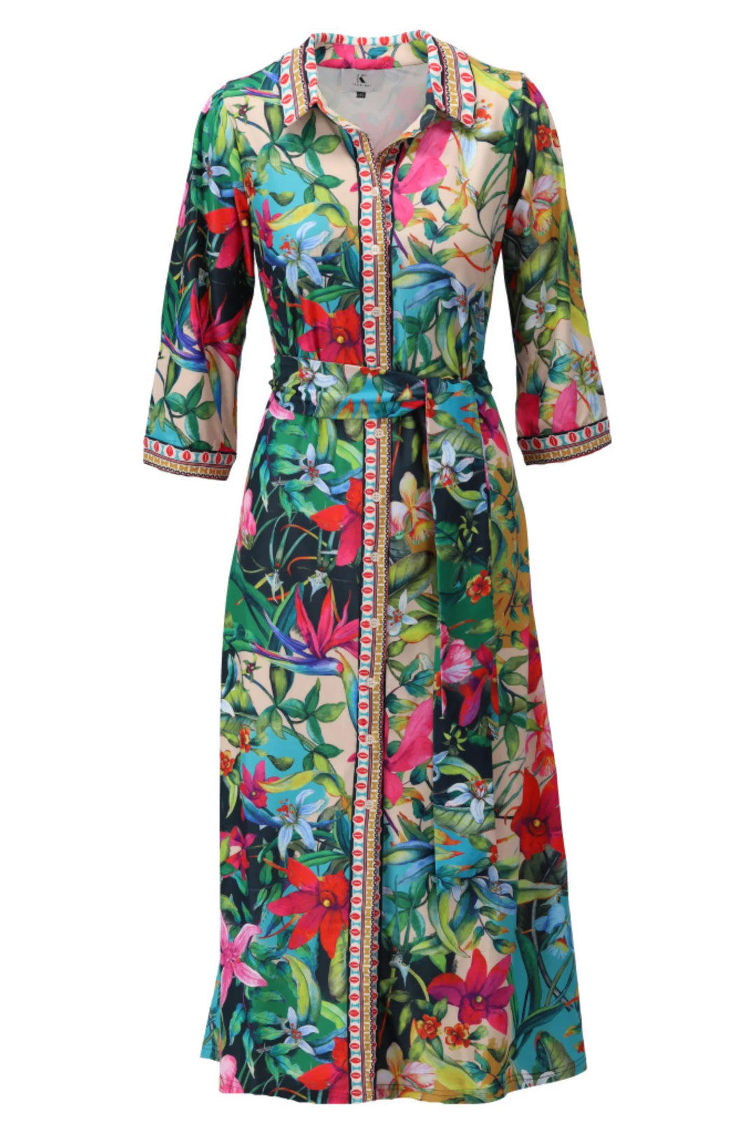 K Design Tropical Print Maxi Dress