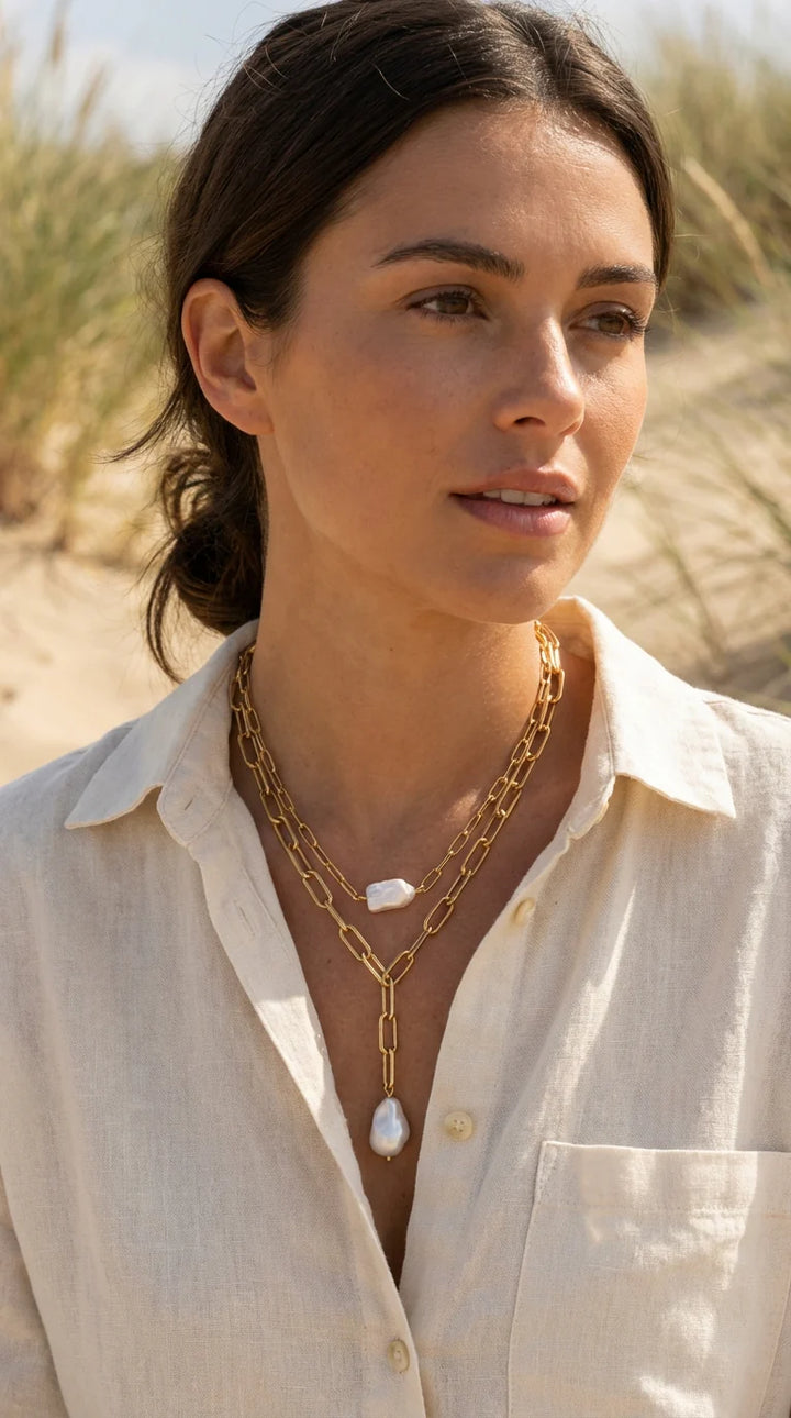 Gold Double Layer Pearl Necklace