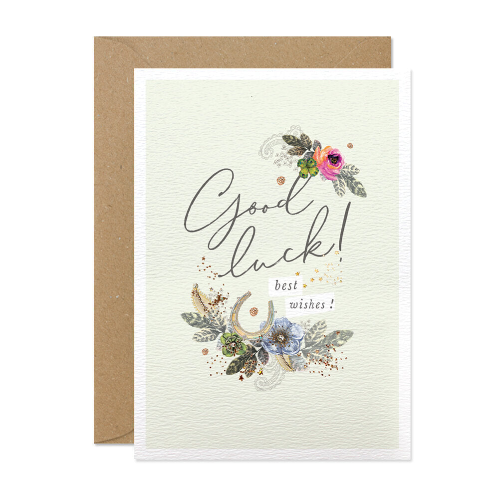 Good Luck Floral Leaves Card