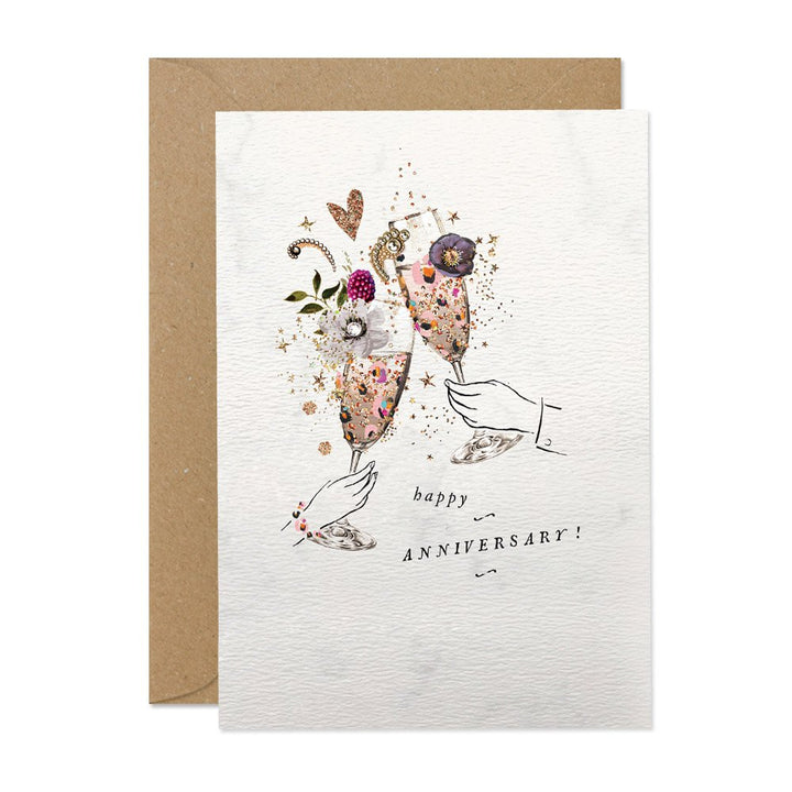 Happy Anniversary Glass Clink Card