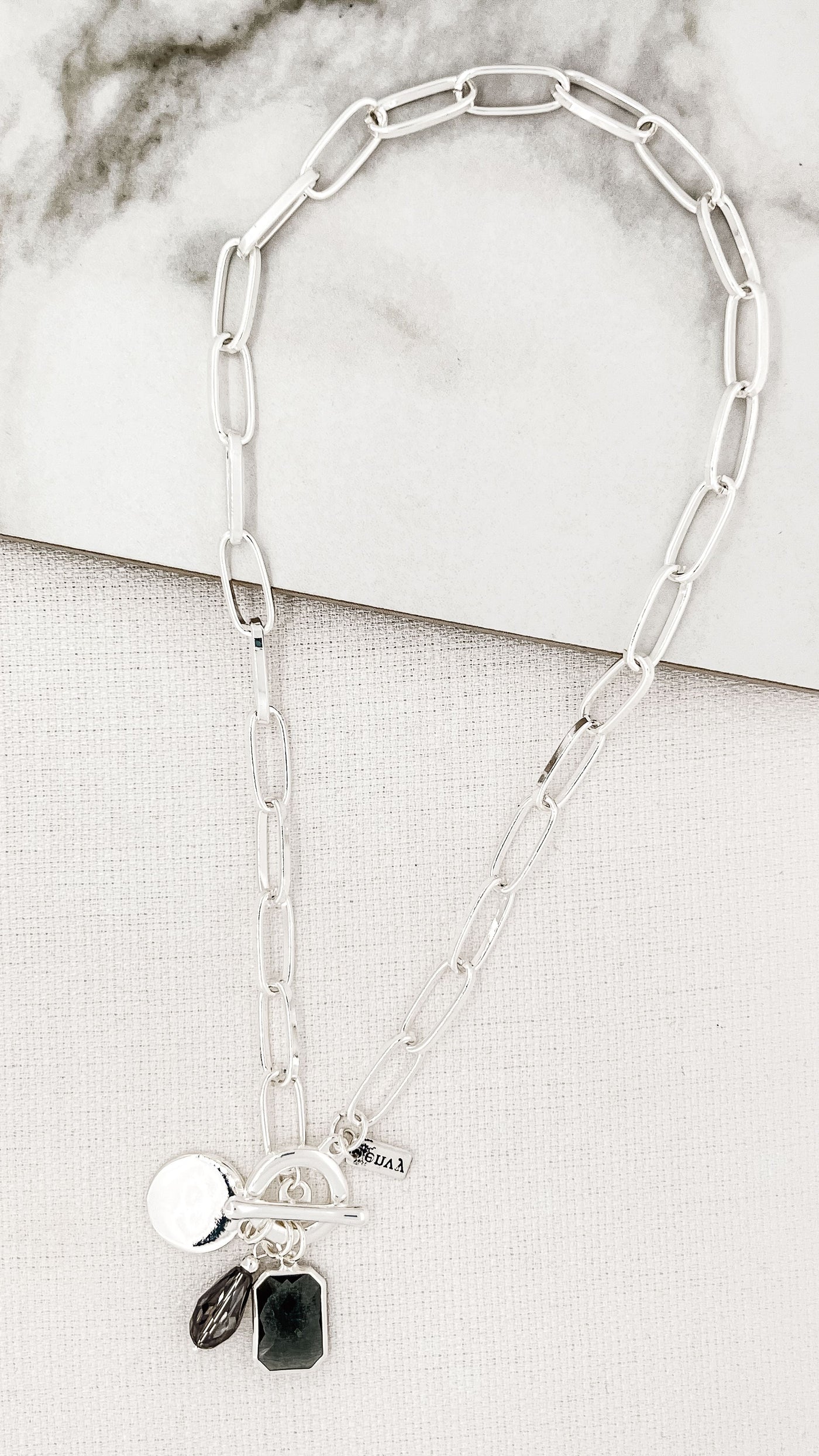 Silver & Grey Multi Charm Necklace