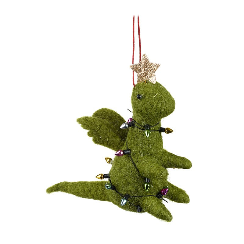 Felt Dinosaur with Christmas Lights
