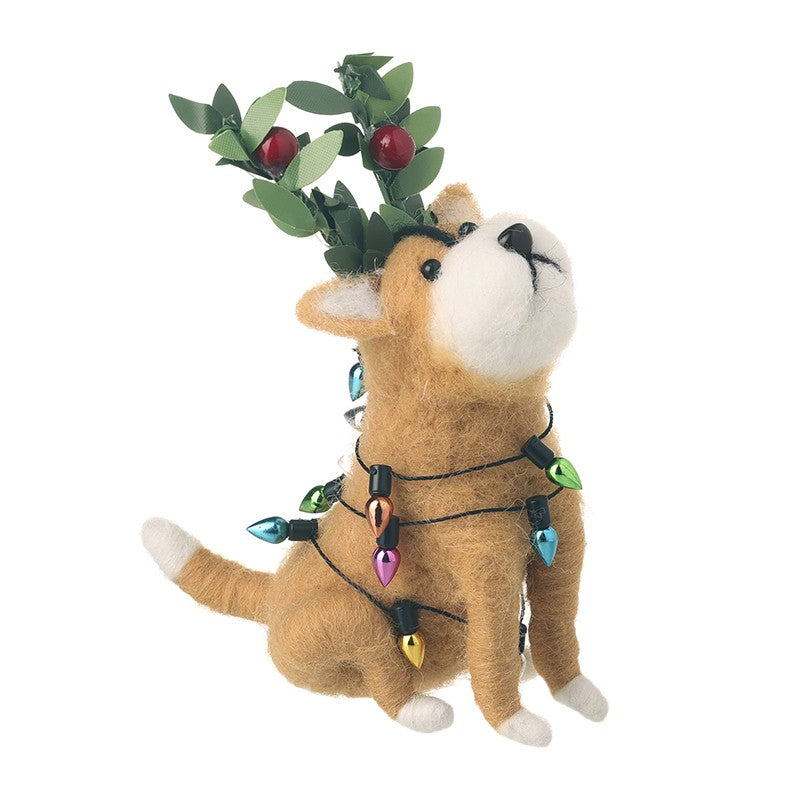 Lights & Antlers Felt Dog