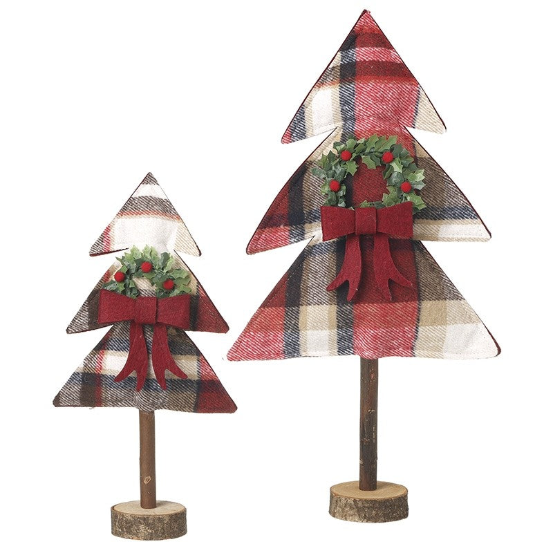 Set 2 Tartan Felt Xmas Trees