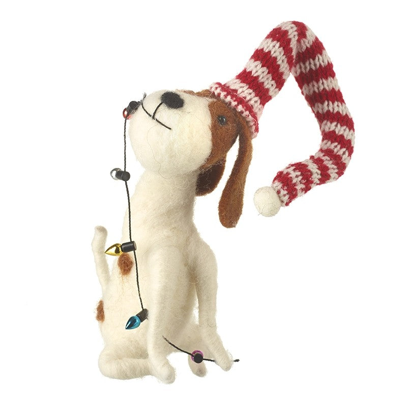 Xmas Lights Wool Dog