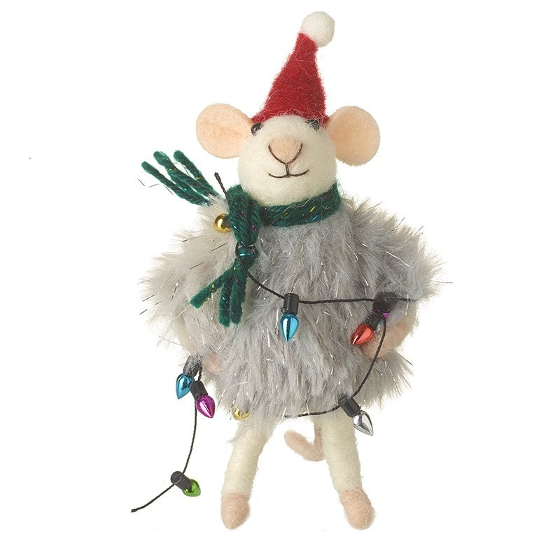 Felt Mouse with Christmas Lights