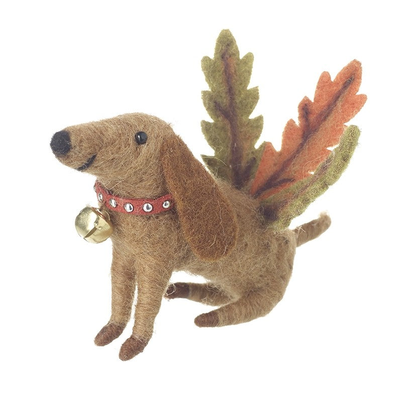 Felt Dog with Leaf Tail